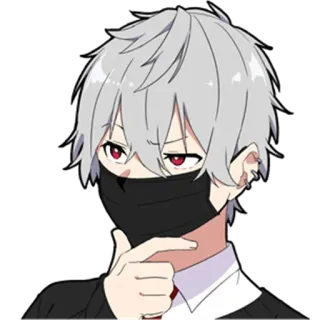 🎩 anime, character, manga, gray hair, mask telegram sticker