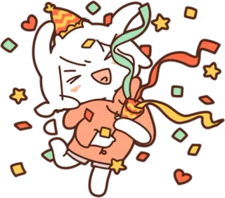 🎉 celebration, confetti, party, cartoon, character, festive whatsapp sticker