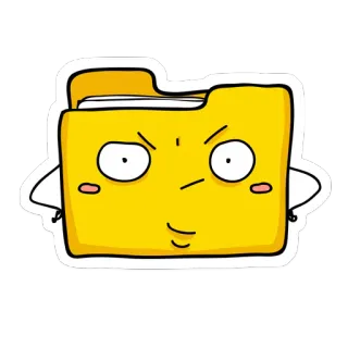 😕 folder, office, cartoon, icon, character telegram sticker