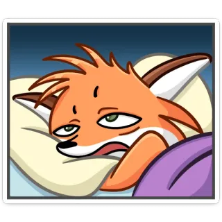 😴 rubah, mengantuk, lelah, tempat tidur, hewan, kartun whatsapp sticker