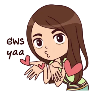 😘 blow kiss chica, dibujos animados, beso, corazón whatsapp sticker