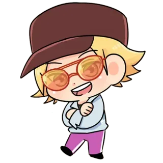 😎 Cartoon, Chibi, Figur, Sonnenbrille, Hut telegram sticker