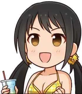 😁 Anime, Chica, Playa, Bebida, Lindo, Verano telegram sticker