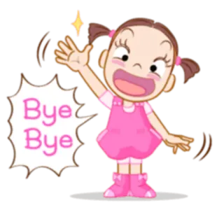 👋 Bye Bye adiós, despedida, dibujos animados, chica, saludo, chao, animación whatsapp sticker