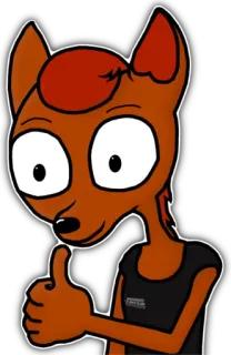 👍 animal, desenho animado, polegar para cima, antropomórfico telegram sticker