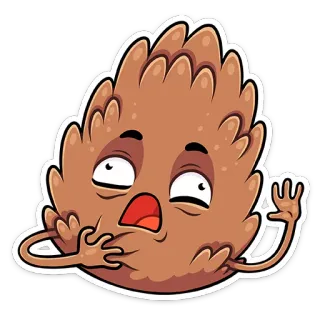 😳 Шишка, Эмодзи, Мультфильм, Милый, Природа, Лес, Растение, Наклейка telegram sticker