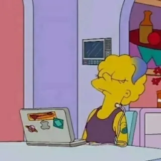 🎼 Lisa Simpson The Simpsons Cartoon, Lisa Simpson, Simpsons, Laptop, Müde whatsapp sticker