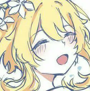 ⛸ anime, cartoon, illustration, portrait, blonde hair, flowers telegram sticker