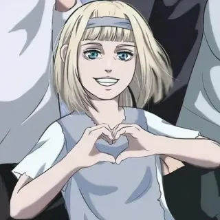 ❤️ anime, desenho animado, sorriso, coração, loira, personagem telegram sticker