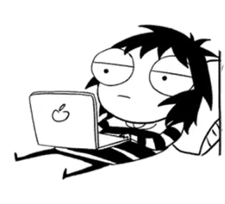 🔮 desenho animado, laptop, cansado, maçã, computador, entediado, arte digital, personagem telegram sticker