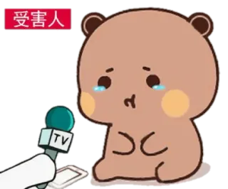 🐻 受害人 beruang, menangis, sedih, mikrofon, wawancara telegram sticker