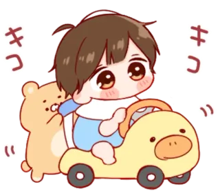 🎭 キッコ Chibi, Desenho animado, Urso, Carro, Pato, Fofo whatsapp sticker