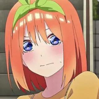 🧩 Yotsuba Nakano The Quintessential Quintuplets Anime, Fille, cheveux orange, mignon, rougir telegram sticker