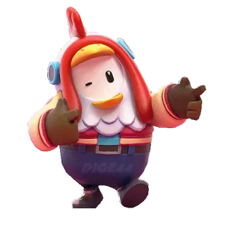 😉 Fall Guys Fall Guys, Trò chơi điện tử, Nhân vật, Gà, Ngón tay cái hướng lên, Gaming telegram sticker