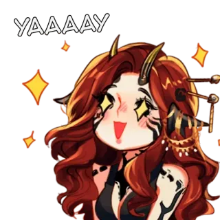 🤩 YAAAAAY senang, semangat, berkilau, iblis, anime, kartun whatsapp sticker
