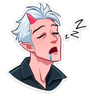 😴 démon, sommeil, fatigué, endormi, dormir, assoupi, baver, dessin animé, autocollant whatsapp sticker