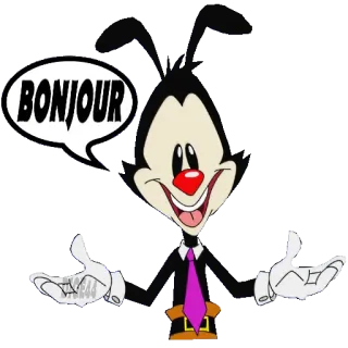 🛏 Wakko Warner Animaniacs BONJOUR dibujos animados, Wakko Warner, Animaniacs, hola, francés, saludo telegram sticker