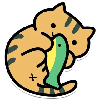 🤑 кот, рыба, наклейка, мультфильм, милый, животное, питомец whatsapp sticker