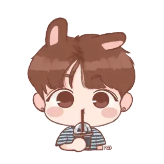🥤 스티커, 만화, 귀여운, 음료, 토끼, 동물 귀 telegram sticker