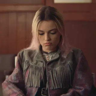 🌸 Maeve Wiley Sex Education adolescente, escuela, chaqueta, mujer, retrato, mujer joven, Maeve Wiley, Sex Education telegram sticker