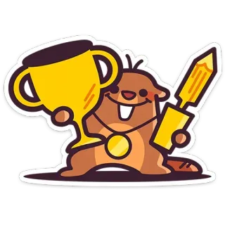 🏆 비버, 트로피, 금메달, 연필, 만화, 귀여운, 상 telegram sticker