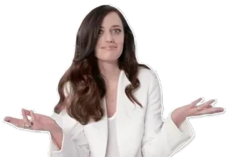 😶 woman, person, shrug, unsure, gesture, white suit telegram sticker