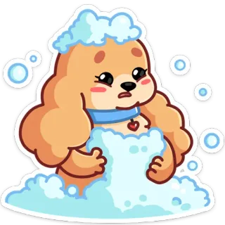 ❄️ Hund, Cartoon, Welpe, Bad, Seifenblasen, süß, Tier telegram sticker