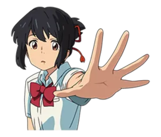 ✋ Miyamizu Mitsuha Your Name anime, character, girl, mitsuha, miyamizu, your name telegram sticker