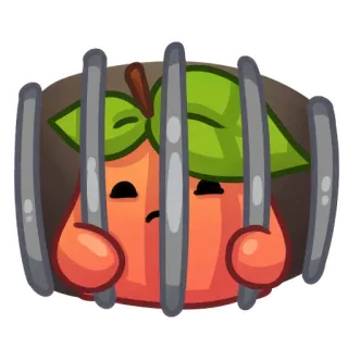 🚧 fruit, jail, imprisoned, cartoon, sad, peach, isolated telegram sticker
