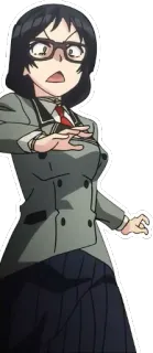 😥 anime, school uniform, female, character, glasses whatsapp sticker