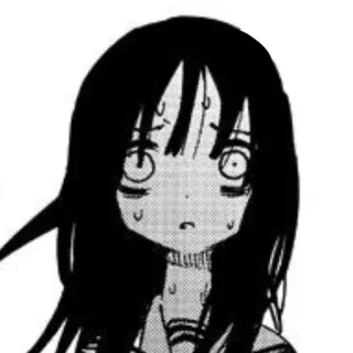 😱 Anime, Mangá, Expressão, Preocupada, Suor, Preto e branco, Garota telegram sticker