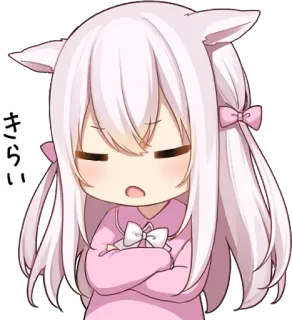 🦄 きらい Anime, Garota gato, Kawaii, Fofo, Desgosto, Bravo, Mangá telegram sticker