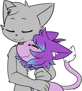 🤗 猫, ハグ, 愛情, かわいい, 漫画, アニメ telegram sticker