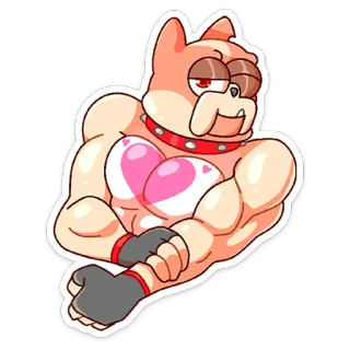 😉 chien, muscle, dessin animé, drôle, animal, musclé, illustration telegram sticker