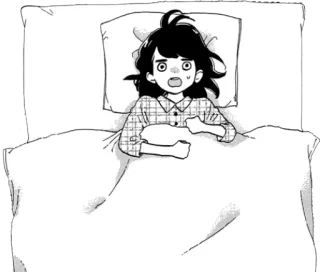 😨 manga, anime, girl, bed, worried, scared whatsapp sticker