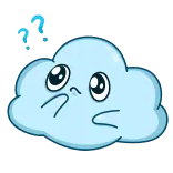 🤔 เมฆ, น่ารัก, เครื่องหมายคำถาม, คาวาอิ, การ์ตูน, ท้องฟ้า, อากาศ telegram sticker