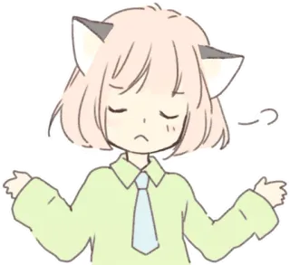 🤷‍♀️ Anime, Garota gato, Mangá, Fofo, Adesivo telegram sticker