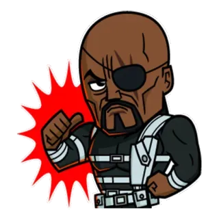 😒 Nick Fury marvel, superhero, cartoon, character, one-eyed whatsapp sticker