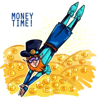 💰 MONEY TIME! leprechaun, money, gold, diving, cartoon, treasure, coins telegram sticker
