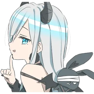 🤫 Anime meisje, Demon, Schattig, Sticker, Illustratie telegram sticker
