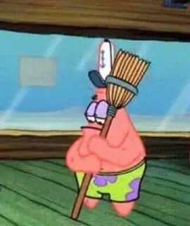 ⭐️ Patrick Star SpongeBob SquarePants 뚱이, 스폰지밥, 만화, 웃긴, 빗자루, 캐릭터 telegram sticker