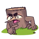😤 Baumstumpf, Cartoon, Denken, Figur, Holz, Ausdruck telegram sticker
