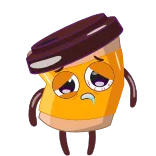 😵 caffè, bevanda, triste, cartoni animati, bevanda telegram sticker