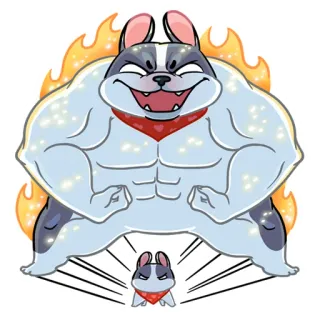 😡 cachorro, buldogue, desenho animado, músculo, forte, animal de estimação, animal telegram sticker