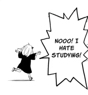 🏃‍♀ NOOO! I HATE STUDYING! Anime, Manga, Estudiante, Escuela, Estudio, Odio, Dibujos animados whatsapp sticker