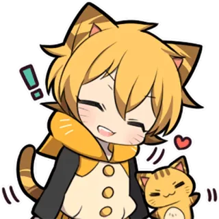 😄 애니메이션, 고양이, 귀여운, 카와이, 만화, 스티커, 치비, 하트 telegram sticker