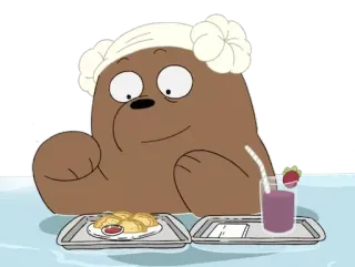 💆 Grizz We Bare Bears 漫画, クマ, 食べ物, 飲み物, アニメ telegram sticker