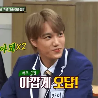🌑 Kai 매우 근접
아깝게 오답! k-pop, idol, kai, exo, nahaufnahme, koreanisch telegram sticker