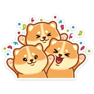 🥳 chien, chiot, animal, mignon, dessin animé, fête, célébration, confettis telegram sticker