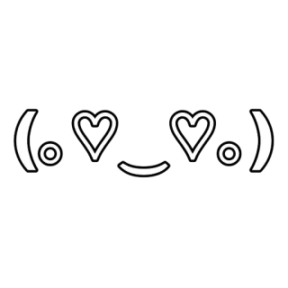 😍 ojos de corazón, emoticono, amor, lindo, kawaii, corazones, blanco y negro telegram sticker
